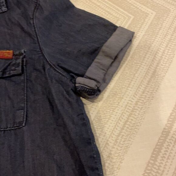 74AMK Boys Dk Blue Denim Short-sleeve Button Down - Picture 4 of 6